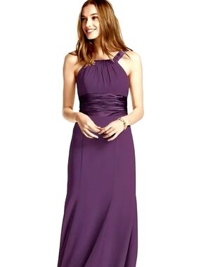 Davids Bridal Chiffon And Charmeuse Dress In Plum Size 10